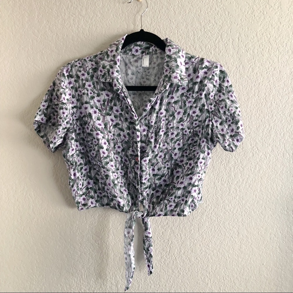 Printed button down cropped shirt from AA
